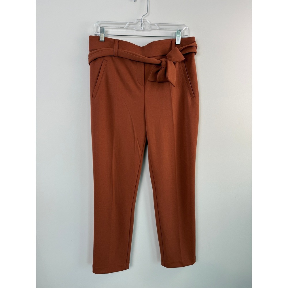 Jules & Leopold Dress Pants Women Size M Rust Orange Tie Waist Straight Leg